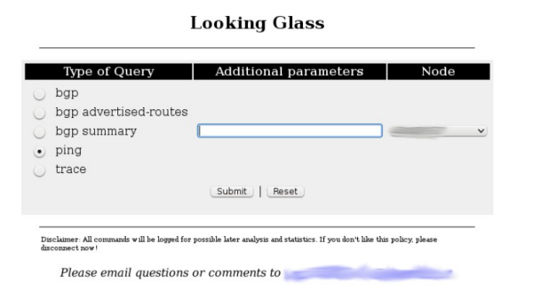 BGP looking glass web interface